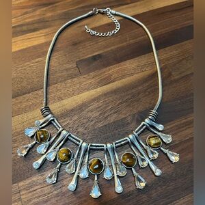 Tiger eye and crystal necklace